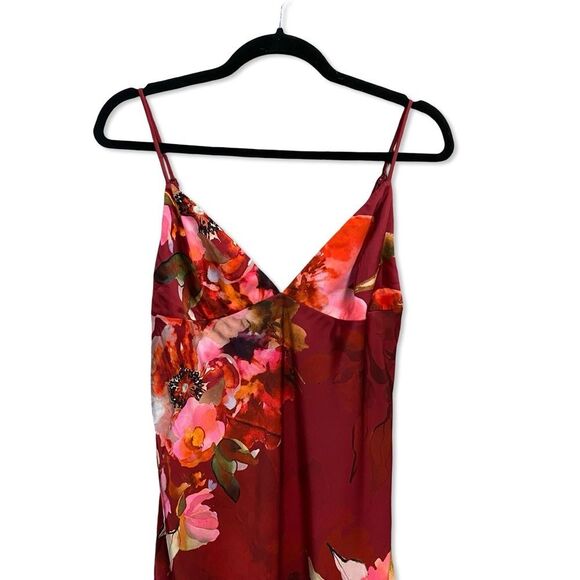 HEMANT & NANDITA Tuhi maxi dress Vibrant Red Pink floral slip NWT Revolve L - Picture 9 of 12